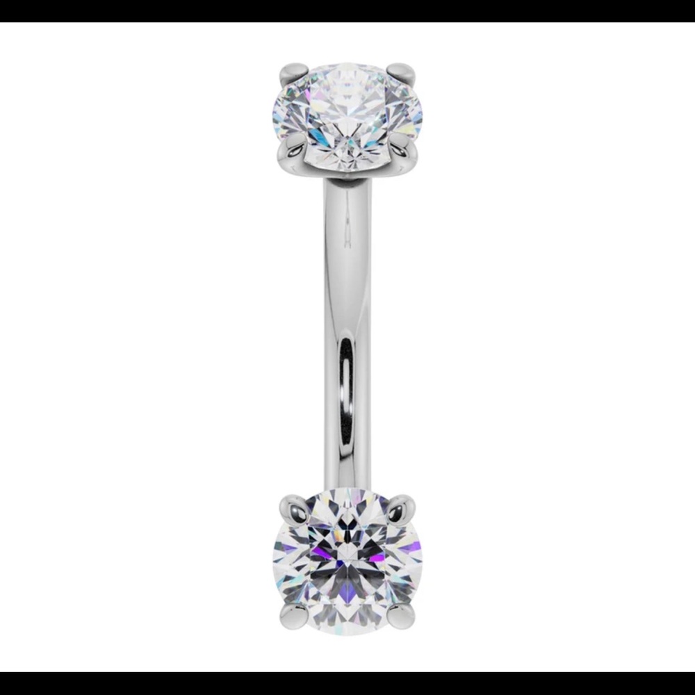 Dainty Diamond Prong-Set Curved Barbell
